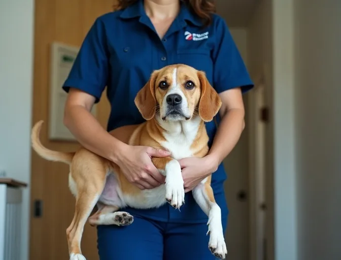 Technician respectfully transporting a deceased dog in Armadale
